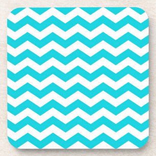 White and Aqua Zig Zag Pattern Coaster