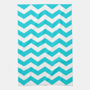 White and Aqua Zig Zag Pattern Kitchen Towel
