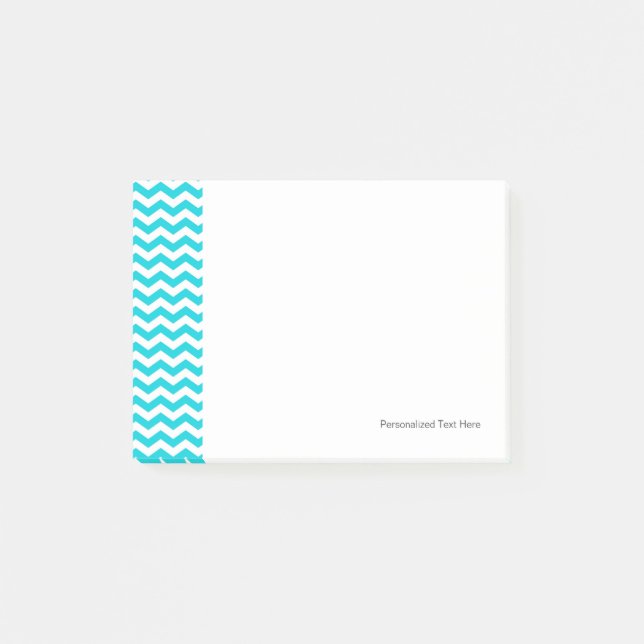 White and Aqua Zig Zag Pattern Post-it Notes (Front)