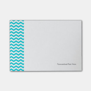 White and Aqua Zig Zag Pattern Post-it Notes