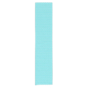 White and Aqua Zig Zag Pattern Short Table Runner