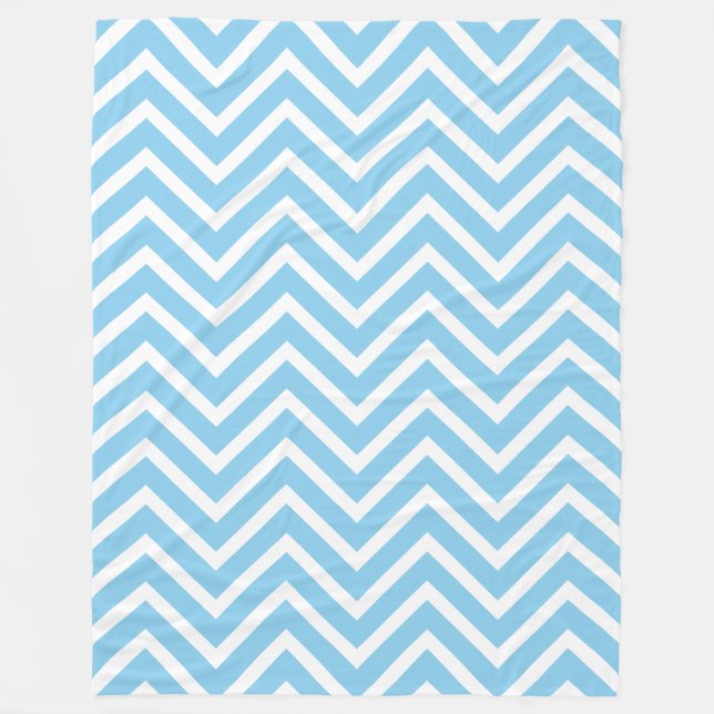 White And Baby Blue Chevron Pattern Fleece Blanket (Front)
