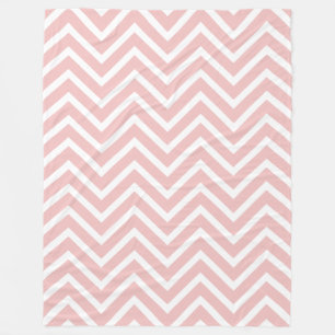 White And Baby Pink Chevron Pattern Fleece Blanket