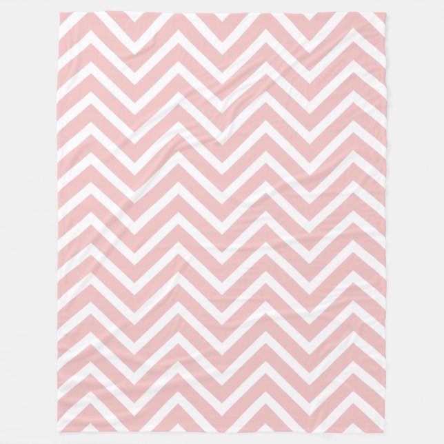 White And Baby Pink Chevron Pattern Fleece Blanket (Front)