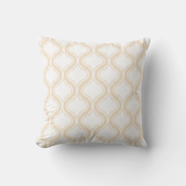 White And Beige Geometric Pattern Throw Pillow (Front)