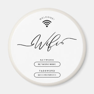 White and Beige Minimalist Simple Wifi Zone  Magnet