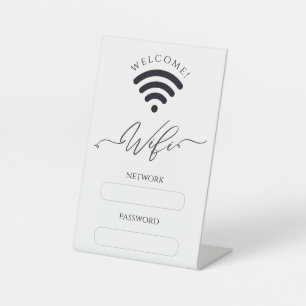 White and Beige Minimalist Simple Wifi Zone Pedestal Sign