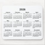 White and Black 2026 Calendar Mouse Pad<br><div class="desc">Looking for a sleek and stylish way to keep track of your days? Check out this colorful 2026 calendar mousepad! It makes a great gift for anyone who loves to stay organized. Plus, it's a great way to show off your personality and make your desk look unique by adding your...</div>