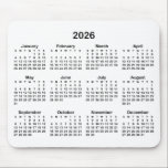 White and Black 2026 Calendar Mouse Pad<br><div class="desc">Looking for a sleek and stylish way to keep track of your days? Check out this colorful 2026 calendar mousepad! It makes a great gift for anyone who loves to stay organized. Plus, it's a great way to show off your personality and make your desk look unique by adding your...</div>
