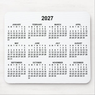 White and Black 2027 Calendar Mouse Pad