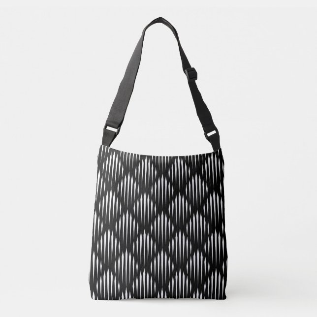 White and Black abstract line pattern   Crossbody Bag (Front)
