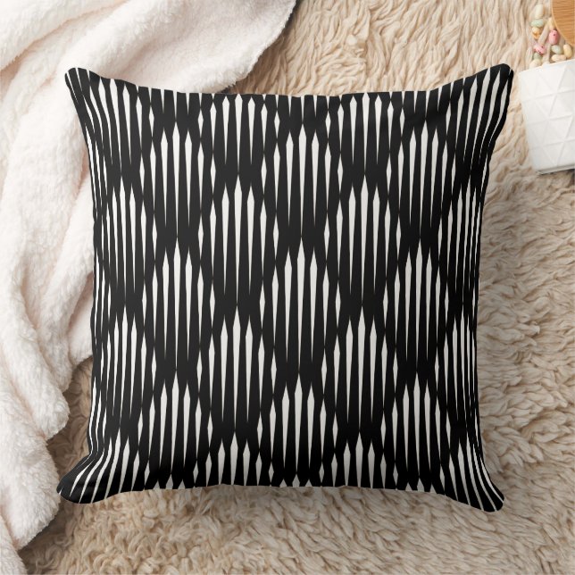 White and Black abstract line pattern   Throw Pillow (Blanket)