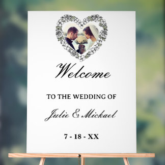 White and Black Acrylic Wedding Welcome Sign