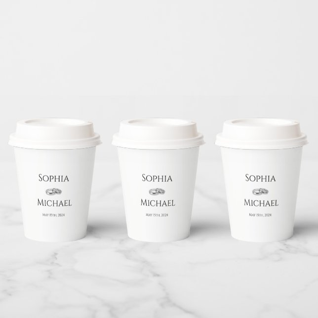 White and Black Affair-Wedding Rings- Paper Cups (Multi)