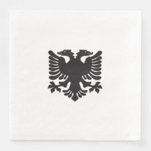 White and Black Albanian Eagle Paper Napkin
