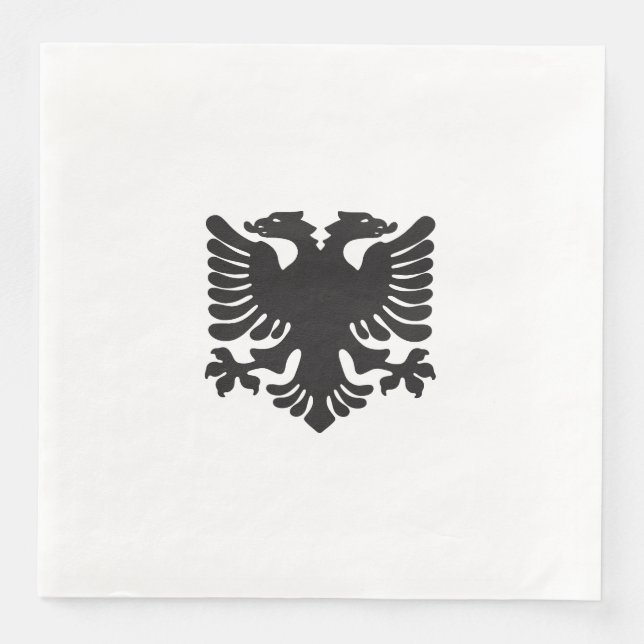 White and Black Albanian Eagle Paper Napkin (Front)