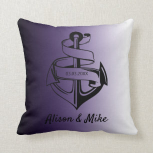 White And Black Anchor Throw Pillow