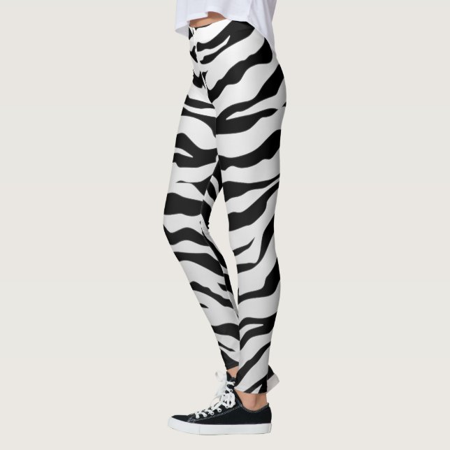 White And Black Animal Tigers Stripes Leggings (Left)