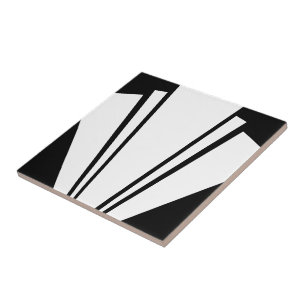 White And Black Art Deco Design Tile