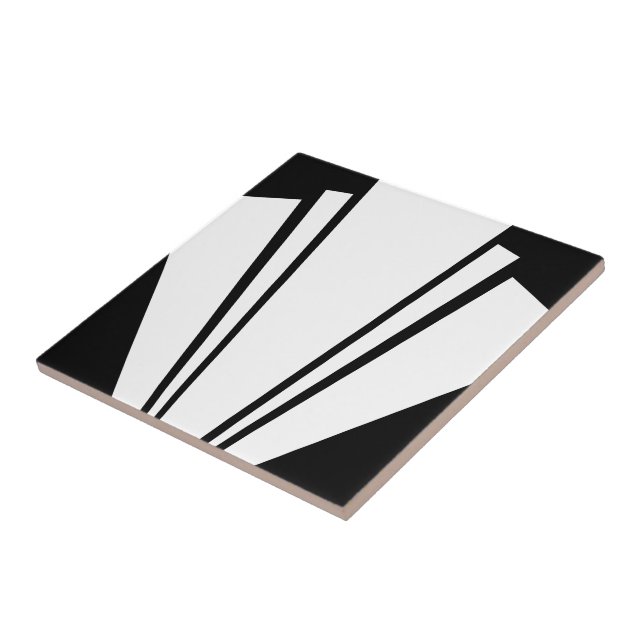 White And Black Art Deco Design Tile (Side)