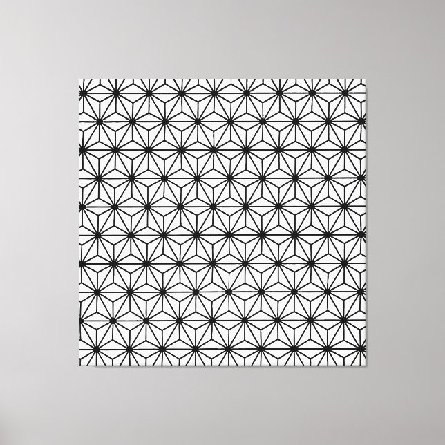 White and Black Art Deco Style Triangles Pattern Canvas Print (Front)