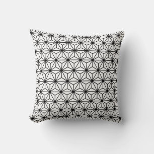 White and Black Art Deco Style Triangles Pattern Throw Pillow