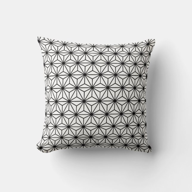 White and Black Art Deco Style Triangles Pattern Throw Pillow (Front)