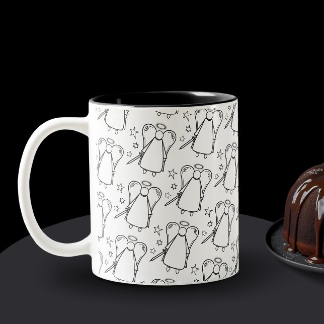 White And Black Avenging Angel Pattern Mug  (Avenging Angel White Pattern)