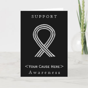 White and Black Awareness Ribbon Custom Card