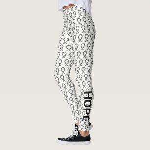 White and Black Awareness Ribbon Custom Leggings