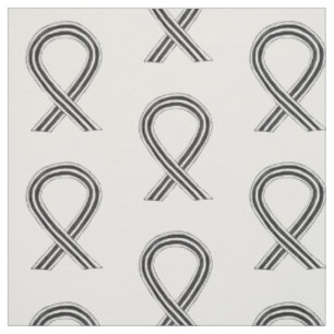 White and Black Awareness Ribbon Fabric Material