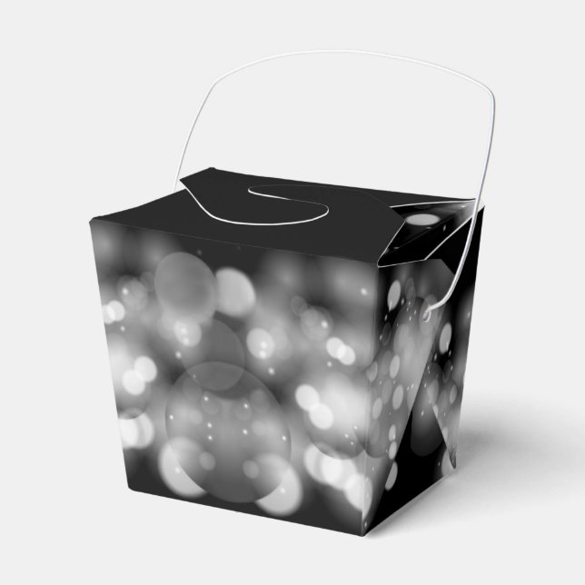 White and Black Bokeh Take Out Party Favour Box (Front Side)