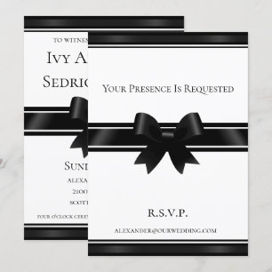 White And Black Bow Wedding Invitation