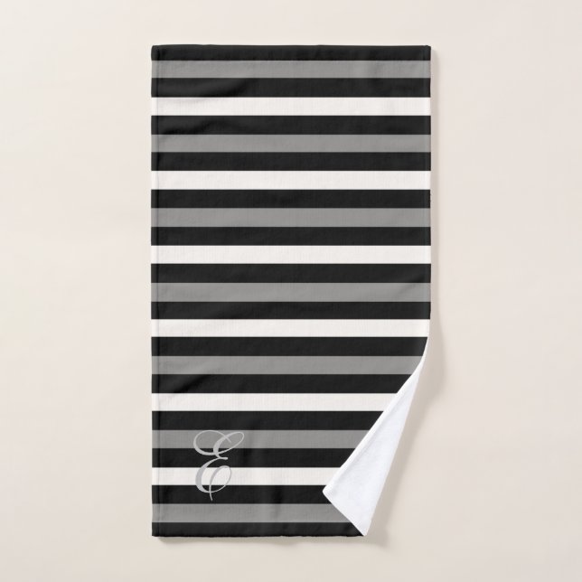White and black bridesmaid customizable initial hand towel (Hand Towel)