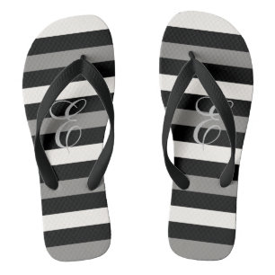 White and black bridesmaid flip flops