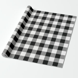 White and Black Buffalo Check Plaid - Gift Wrap
