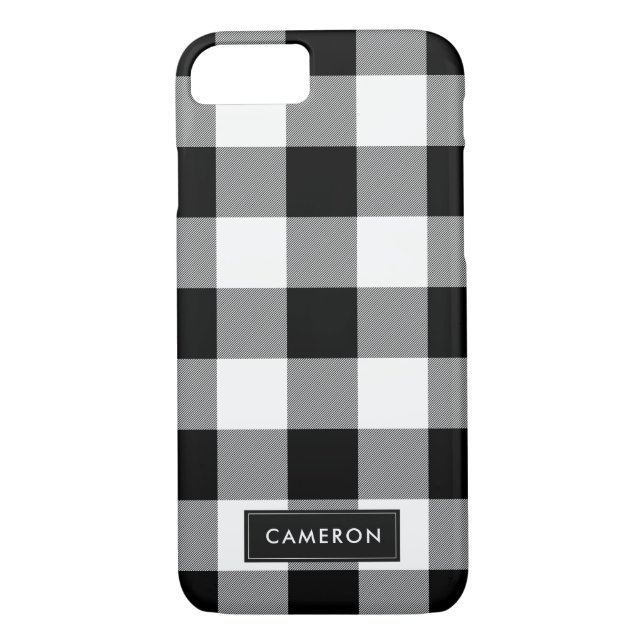 White and Black Buffalo Check Plaid - Phone Case (Back)