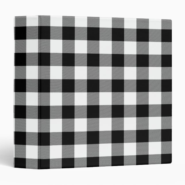 White and Black Buffalo Plaid Gingham Binder (Front/Spine)