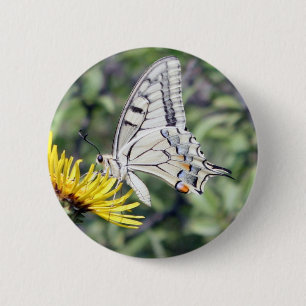 White and Black Butterfly with Red Spots 2 Inch Round Button