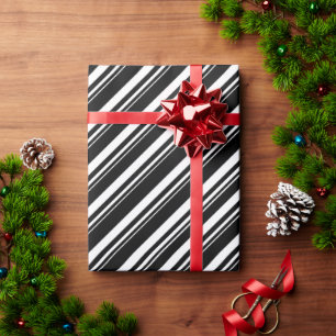 White And Black Cane Stripe Holiday Wrapping Paper
