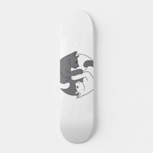 White and black cat hug - Choose background colour Skateboard