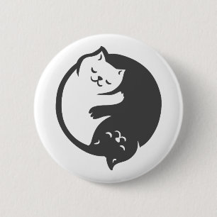 White and black cat Yin-Yang - Choose back color 2 Inch Round Button