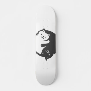 White and black cat Yin-Yang - Choose back colour Skateboard