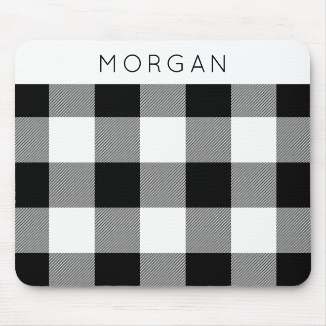 White and Black Check Mouse Pad (Front)