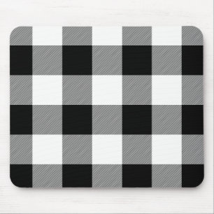 White and Black Check Mouse Pad