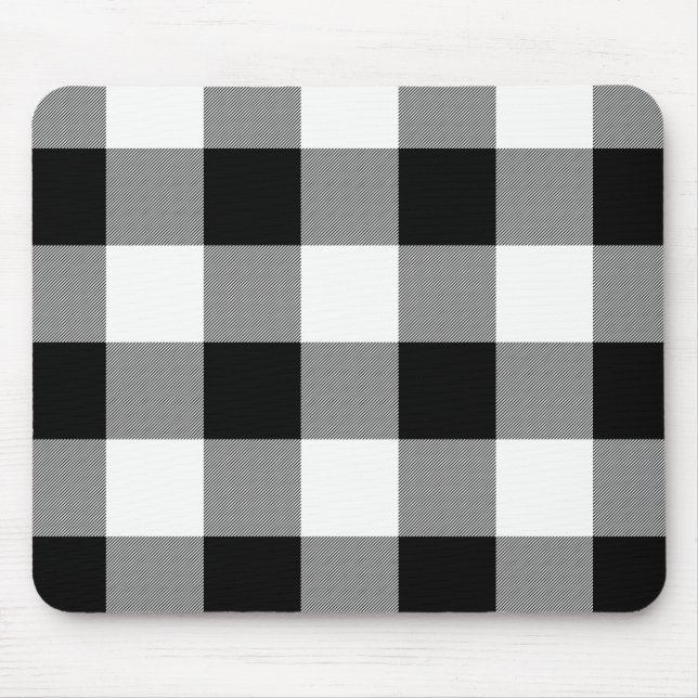 White and Black Check Mouse Pad (Front)