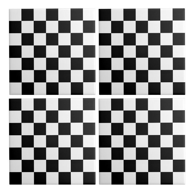 White and Black Chequered Tile (White and Black Checkered Ceramic Tiles)