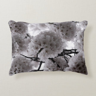 White and Black Cherry Blossoms Accent Pillow