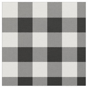 White and Black Chevron Buffalo Plaid Fabric