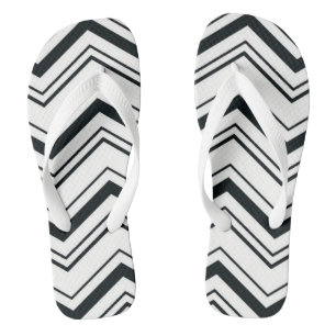 White and Black Chevron Flip Flops